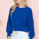 Small ROYAL BLUE CROP LONG SLEEVE WAVE RIB TOP 