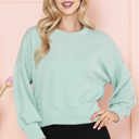 Medium SAGE CROP LONG SLEEVE WAVE RIB TOP 