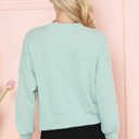 Large SAGE CROP LONG SLEEVE WAVE RIB TOP 