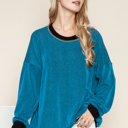 S-M BLUE OVERSIZED TWO COLOR WAVE RIB SWEATSHIRT