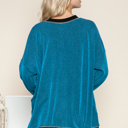 S-M BLUE OVERSIZED TWO COLOR WAVE RIB SWEATSHIRT