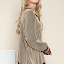 S-M SAND OVERSIZED TWO COLOR WAVE RIB SWEATSHIRT