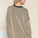 S-M SAND OVERSIZED TWO COLOR WAVE RIB SWEATSHIRT