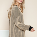 L-XL SAND OVERSIZED TWO COLOR WAVE RIB SWEATSHIRT