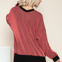 S-M CORAL TWO COLOR WAVE RIB SWEATSHIRT WITH SIDE SLIT