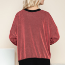 L-XL CORAL TWO COLOR WAVE RIB SWEATSHIRT WITH SIDE SLIT