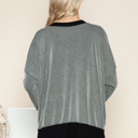 S-M LIGHT GREY TWO COLOR WAVE RIB SWEATSHIRT WITH SIDE SLIT