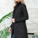 Small BLACK SUPER SOFT FABRIC MIDI OPEN CARDIGAN