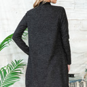 Large BLACK SUPER SOFT FABRIC MIDI OPEN CARDIGAN