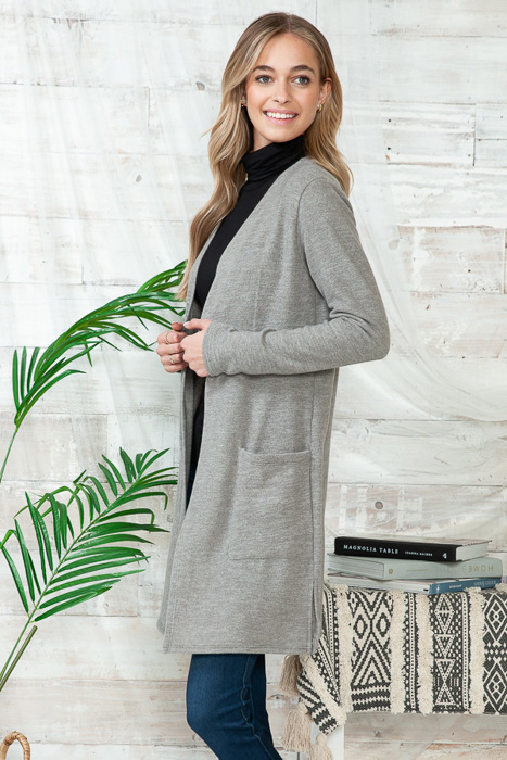 SUPER SOFT FABRIC MIDI OPEN CARDIGAN