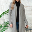 Large OLIVE SUPER SOFT FABRIC MIDI OPEN CARDIGAN