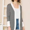 Small CHARCOAL STRIPED OPEN CARDIGAN