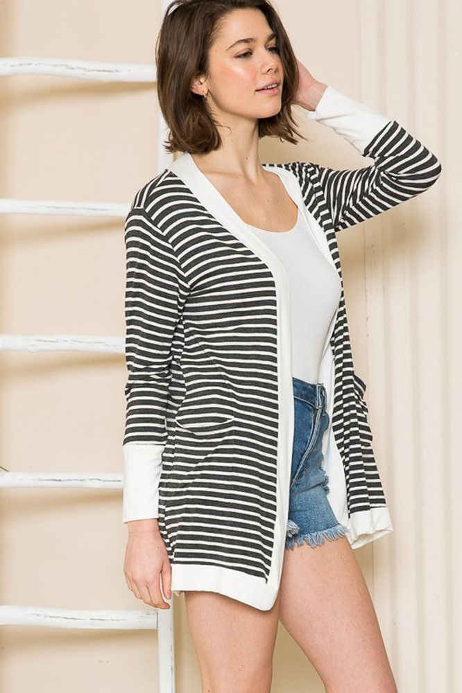 STRIPED OPEN CARDIGAN