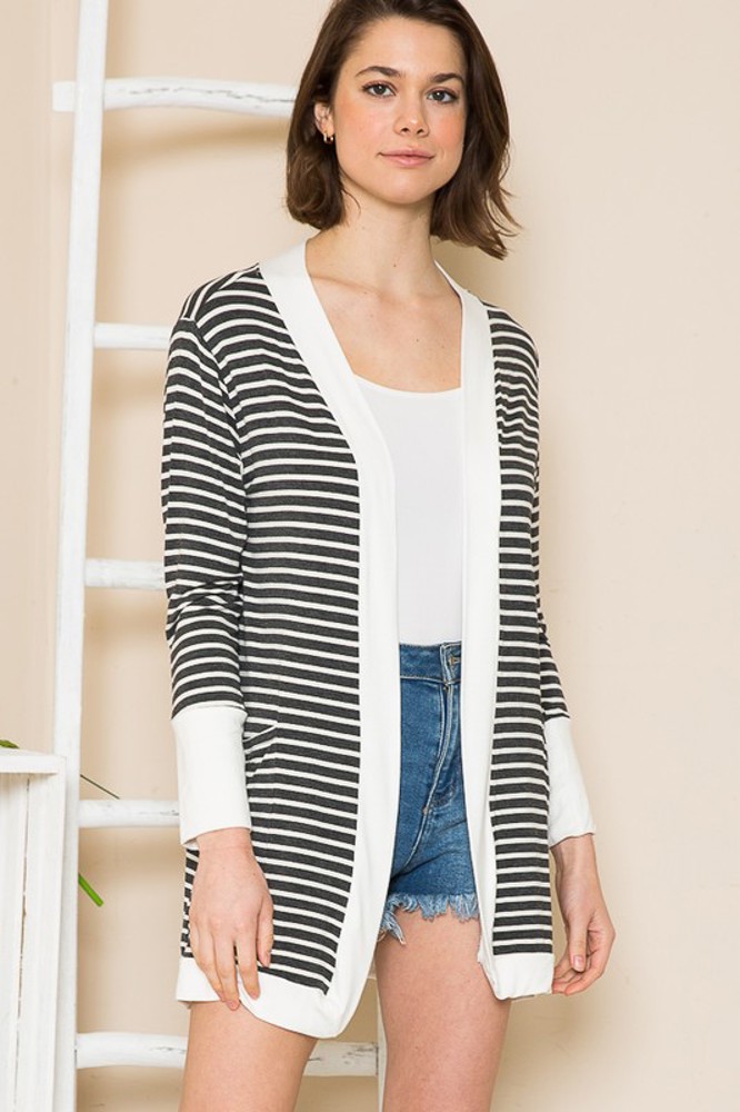 STRIPED OPEN CARDIGAN