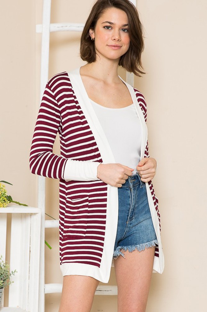 STRIPED OPEN CARDIGAN