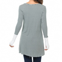 XL GREEN HI-LOW STRIPE TUNIC WITH THUMB HOLE