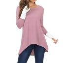 Small MAUVE HI-LOW STRIPE TUNIC WITH THUMB HOLE