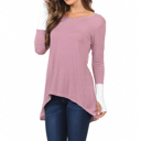 Large MAUVE HI-LOW STRIPE TUNIC WITH THUMB HOLE