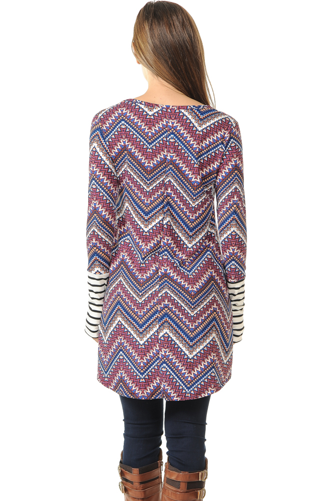 Hi-Low Chevron Tunic with Thumb Hole