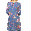 XL BLUE Hi-Low Floral Tunic with Thumb Hole