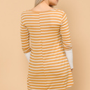 Small MUSTARD HI-LOW STRIPE TOP WITH COLOR BLOCK SLEEVE