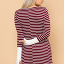 Small BURGUNDY HI-LOW STRIPE TOP WITH COLOR BLOCK SLEEVE