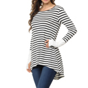 Small BLACK HI-LOW STRIPE TOP WITH COLOR BLOCK SLEEVE