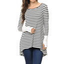 Medium BLACK HI-LOW STRIPE TOP WITH COLOR BLOCK SLEEVE