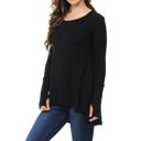 Small BLACK Solid Hi-Low Tunic with Thumb Hole