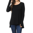 Medium BLACK Solid Hi-Low Tunic with Thumb Hole