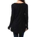 Medium BLACK Solid Hi-Low Tunic with Thumb Hole