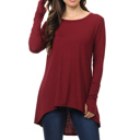 Small BURGUNDY Solid Hi-Low Tunic with Thumb Hole