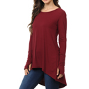 Small BURGUNDY Solid Hi-Low Tunic with Thumb Hole