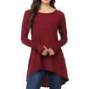 Medium BURGUNDY Solid Hi-Low Tunic with Thumb Hole