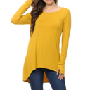 Small MUSTARD Solid Hi-Low Tunic with Thumb Hole