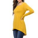 Small MUSTARD Solid Hi-Low Tunic with Thumb Hole