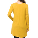 Small MUSTARD Solid Hi-Low Tunic with Thumb Hole