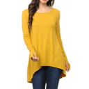 XL MUSTARD Solid Hi-Low Tunic with Thumb Hole