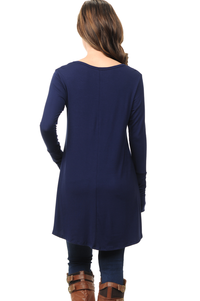 Solid Hi-Low Tunic with Thumb Hole