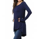 XL NAVY Solid Hi-Low Tunic with Thumb Hole