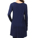 XL NAVY Solid Hi-Low Tunic with Thumb Hole