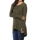 Small OLIVE Solid Hi-Low Tunic with Thumb Hole