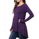 Small PLUM Solid Hi-Low Tunic with Thumb Hole