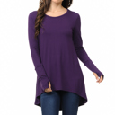 XL PLUM Solid Hi-Low Tunic with Thumb Hole