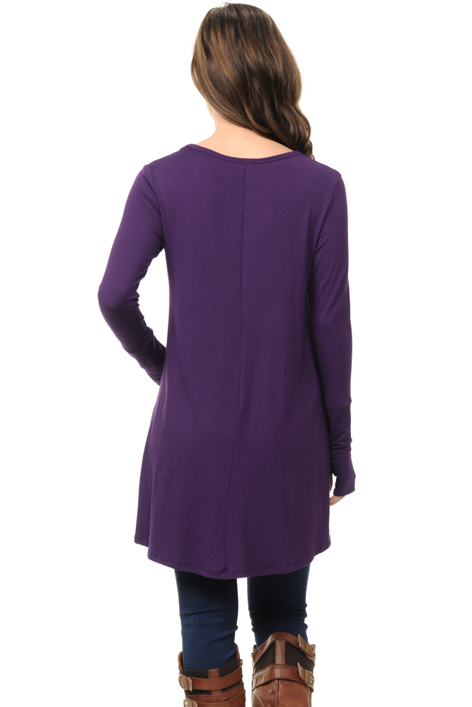 Solid Hi-Low Tunic with Thumb Hole