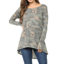 Small CAMO Camo Hi-Low Tunic with Color Block Sleeves