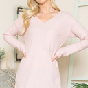 Small BLUSH BASIC KNIT V-NECK LONG SLEEVE TOP