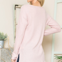 Small BLUSH BASIC KNIT V-NECK LONG SLEEVE TOP