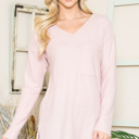 Large BLUSH BASIC KNIT V-NECK LONG SLEEVE TOP