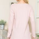 Large BLUSH BASIC KNIT V-NECK LONG SLEEVE TOP